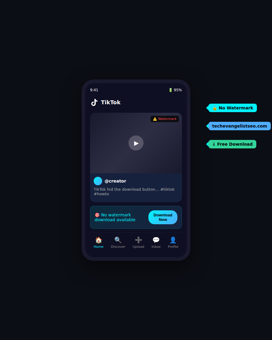Phone screen showing TikTok video being downloaded without watermark via web tool